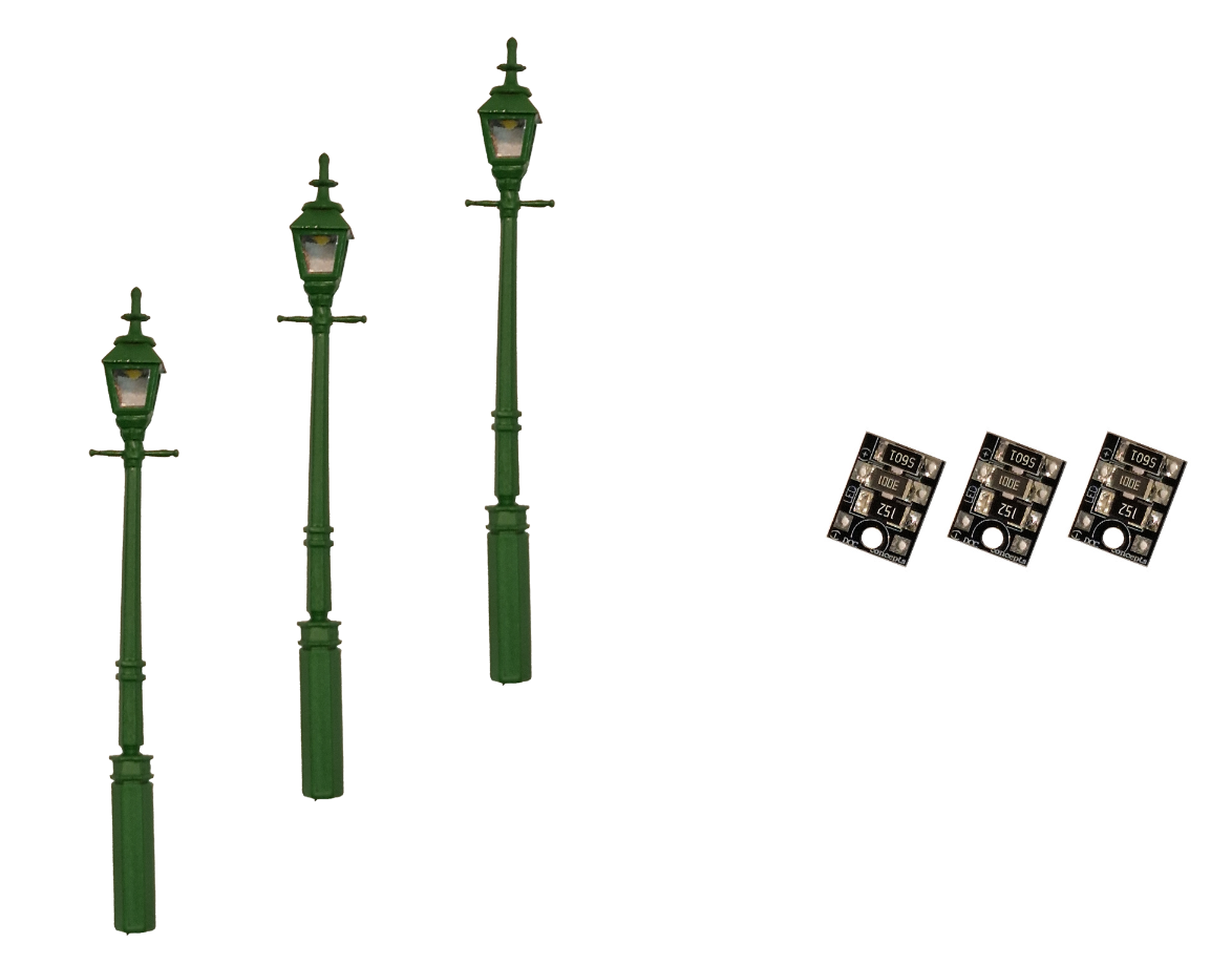 4mm Scale Gas Street/Platform Lamps – Green (3 pack)