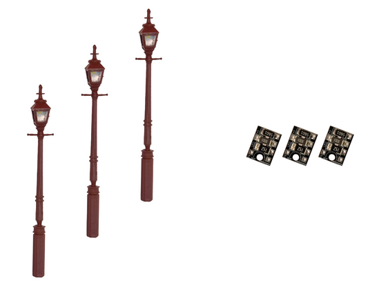 4mm Scale Gas Street/Platform Lamps – Maroon (3 pack)