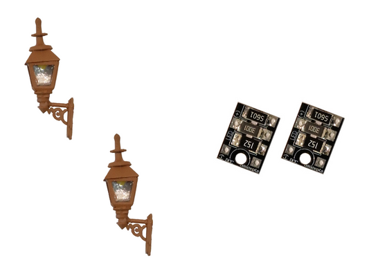 4mm Scale Gas Wall Lamps – Brown (2 pack)