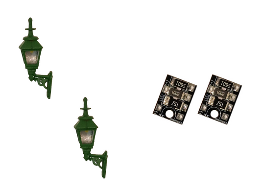 4mm Scale Gas Wall Lamps – Green (2 pack)