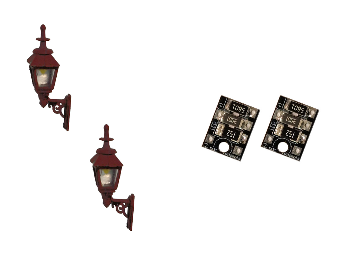 4mm Scale Gas Wall Lamps – Maroon (2 pack)