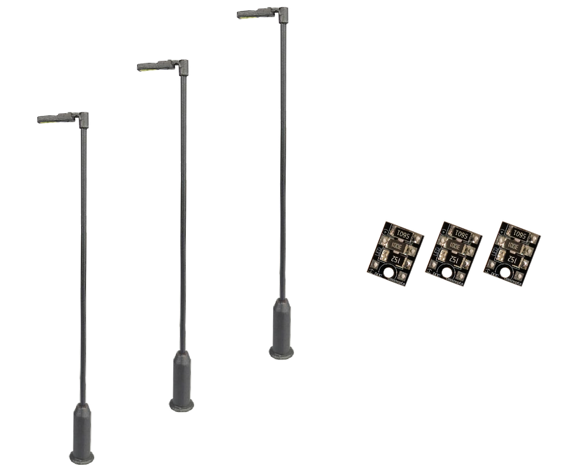 Legacy Models LML-MSL 4mm Scale Modern Post Lamps – Grey (3 – Rails