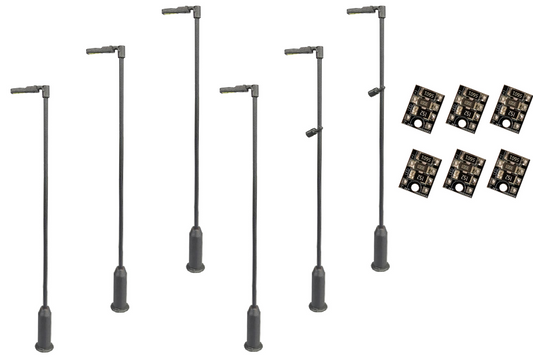 4mm Scale Modern Post Lamps Value Pack – Grey (6 pack)