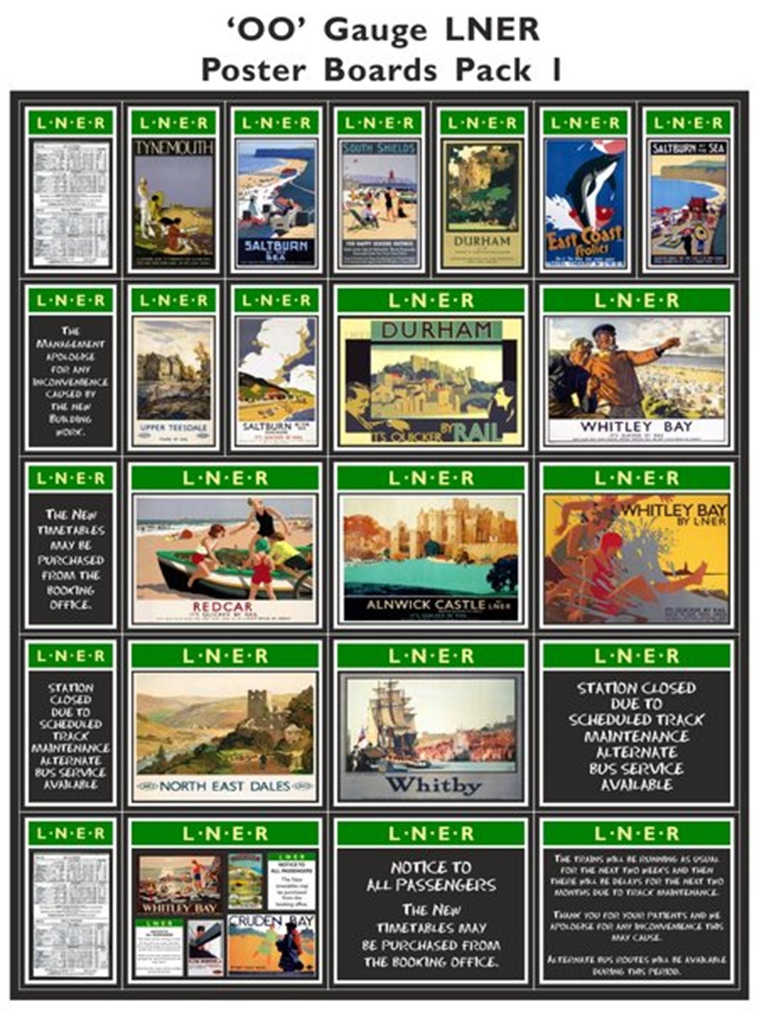 Trackside Signs DCPB0018 LNER Poster Boards Pack 1 – Rails