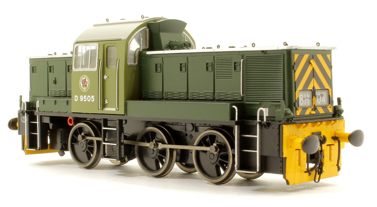 Class 14 BR Two Tone Green Diesel Locomotive with Wasp Ends D9505