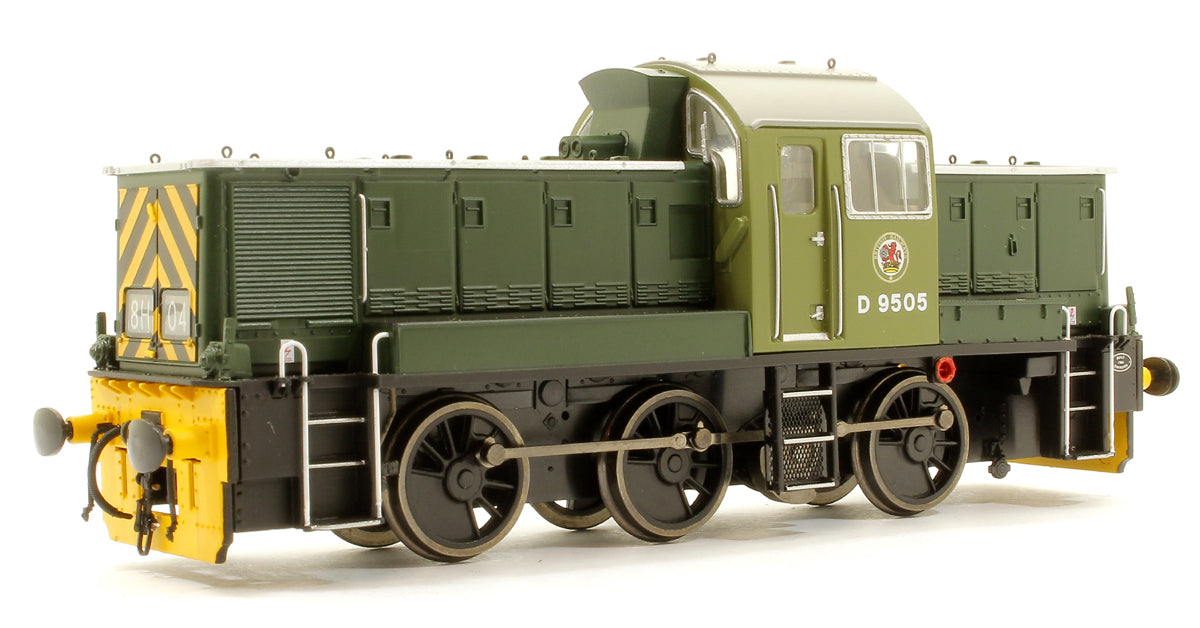 Class 14 BR Two Tone Green Diesel Locomotive with Wasp Ends D9505