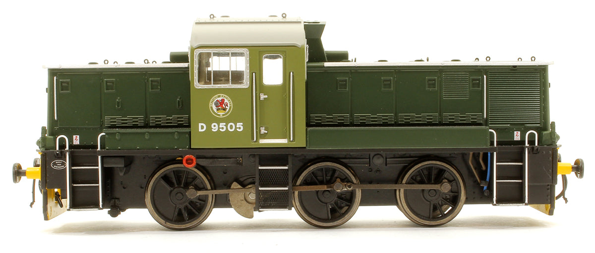 Class 14 BR Two Tone Green Diesel Locomotive with Wasp Ends D9505