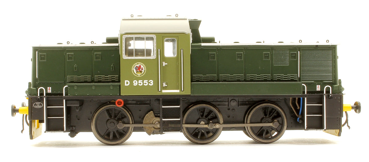 Class 14 BR Two Tone Green Diesel Locomotive D9553 + 4x BR Black Dogfish Hoppers