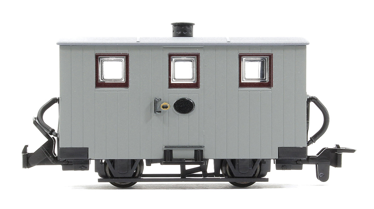 GLT OO-9 Ffestiniog Railway 4-wheel Quarryman Coach, unlettered grey