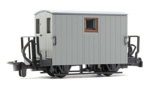 GLT OO-9 Ffestiniog Railway 4-wheel Quarryman Coach 2-balcony, unlettered grey
