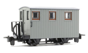 GLT OO-9 Ffestiniog Railway 4-wheel Quarryman Coach 1-balcony, unlettered grey