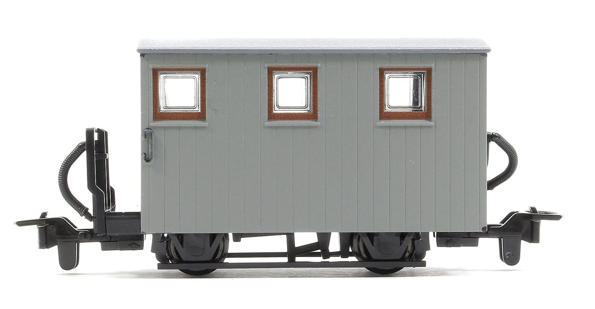 GLT OO-9 Ffestiniog Railway 4-wheel Quarryman Coach 1-balcony, unlettered grey