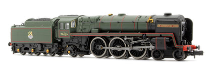 Class 7MT Britannia 4-6-2 East Anglian Set 70039 BR Green Early Crest 4 Gresley Crimson & Cream Coaches