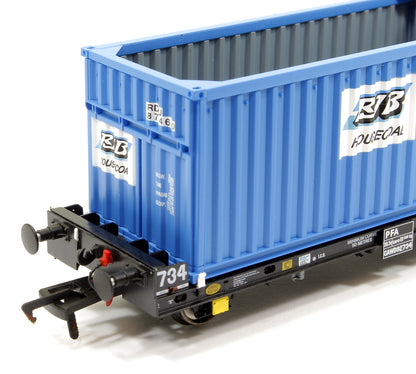 Set of 3 PFA 2 Axle Container Flat Wagons with RJB Coal Containers (Exclusive)