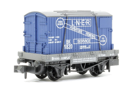 Conflat No.73570 with container, LNER, N scale (blue)