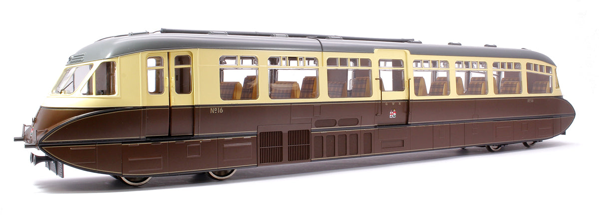 Streamlined Railcar 16 Lined Chocolate & Cream GWR Twin Cities Diesel Locomotive - DCC Sound