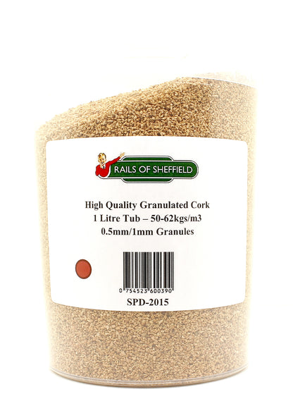 High Quality Granulated Cork 1 Litre Tub - 0.5mm/1mm Granule Size