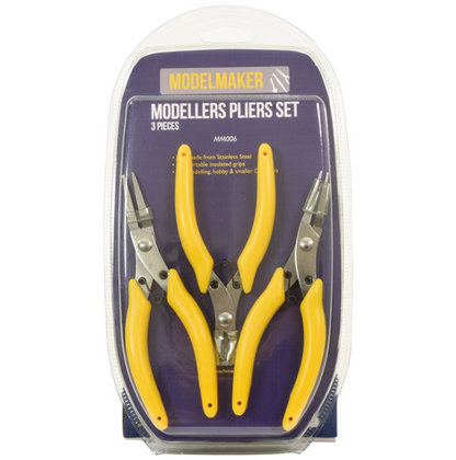 Modellers Pliers Set (3 Pieces - Snipe, Flat & Side Cutter)