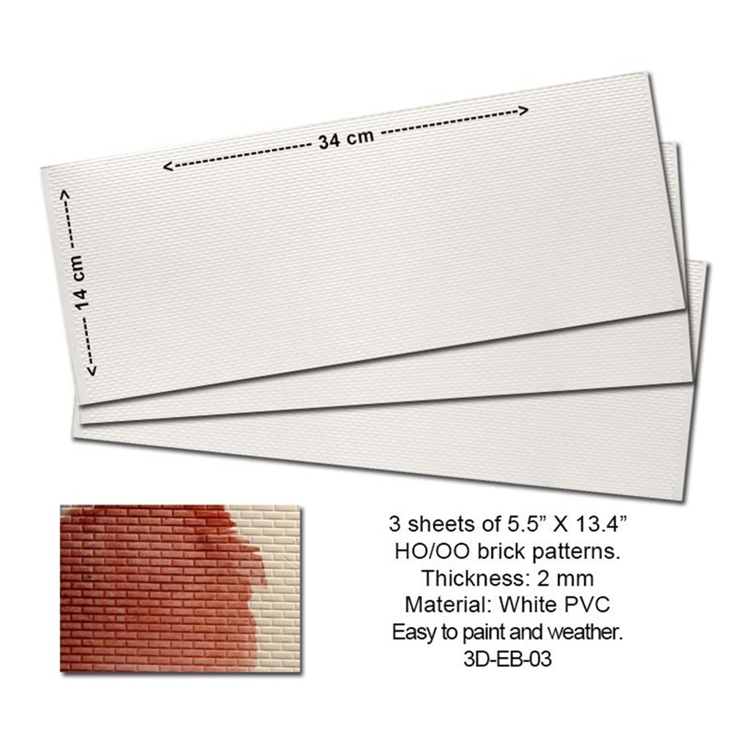 Embossed PVC Sheets (Brick Pattern) 3 pcs.