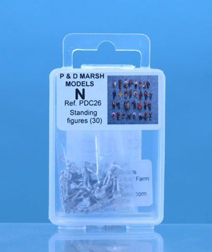 N Gauge 30 Standing Figures  - UNPAINTED