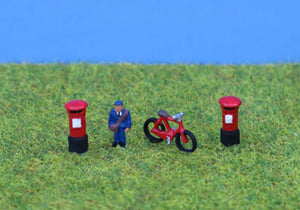 PDX49 P&D Marsh N Gauge Painted Postman Bike & Postboxes
