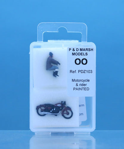 OO Gauge Painted Motorcycle & Rider