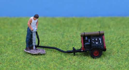 PDZ38 P&D Marsh OO Gauge Man with Pneumatic Drill & Compressor