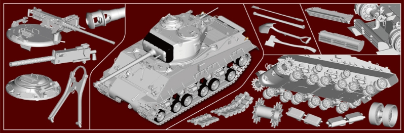 US M4A3E8 Sherman Easy Eight, WWII Medium Tank Early Model Kit