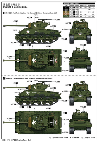 US M4A3E8 Sherman Easy Eight, WWII Medium Tank Early Model Kit