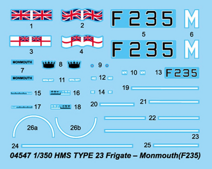 HMS Monmouth F235 Type 23 Frigate Model Kit