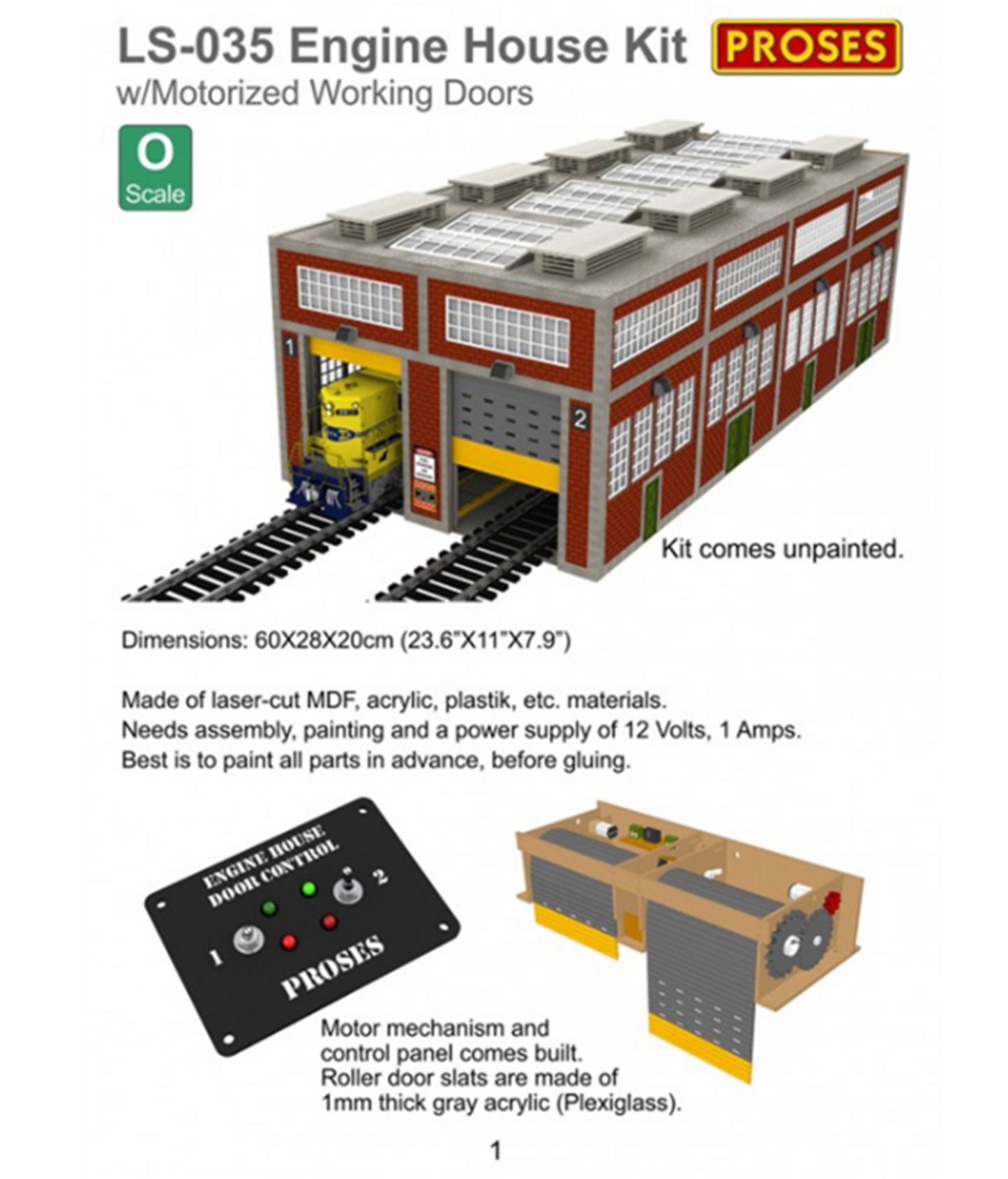 O Scale Dual Stall Modern Engine House w/Motorized Doors Kit