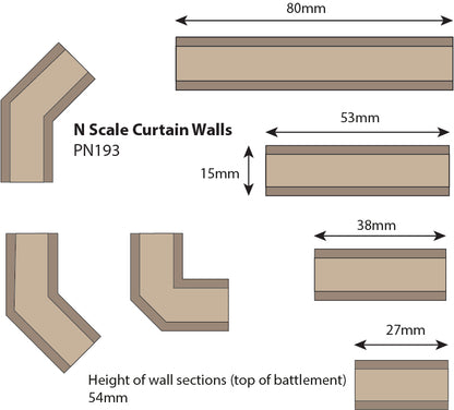 N Gauge Castle Curtain Walls kit