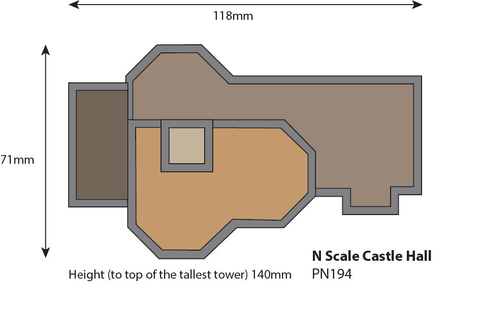 N Gauge Castle Hall Kit