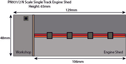 Red Brick Single Track Engine Shed Kit