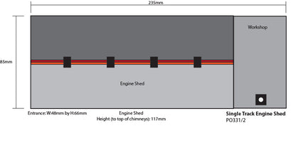 Single Track Engine Shed Kit - Red Brick