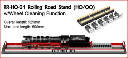 Proses PRR-HO-01 Rolling Road Stand (500mm) HO/OO w/Drive Wheel cleaners