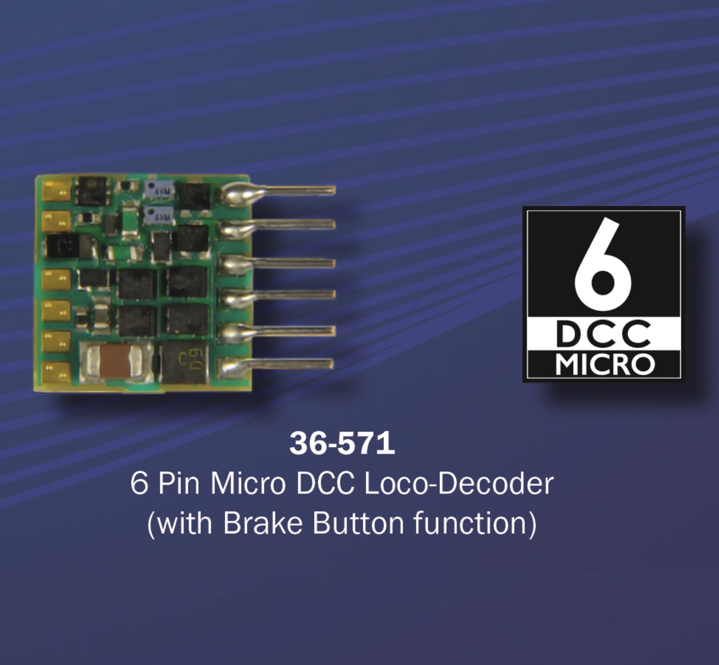 6 Pin Micro DCC Loco-Decoder (with Brake Button function)