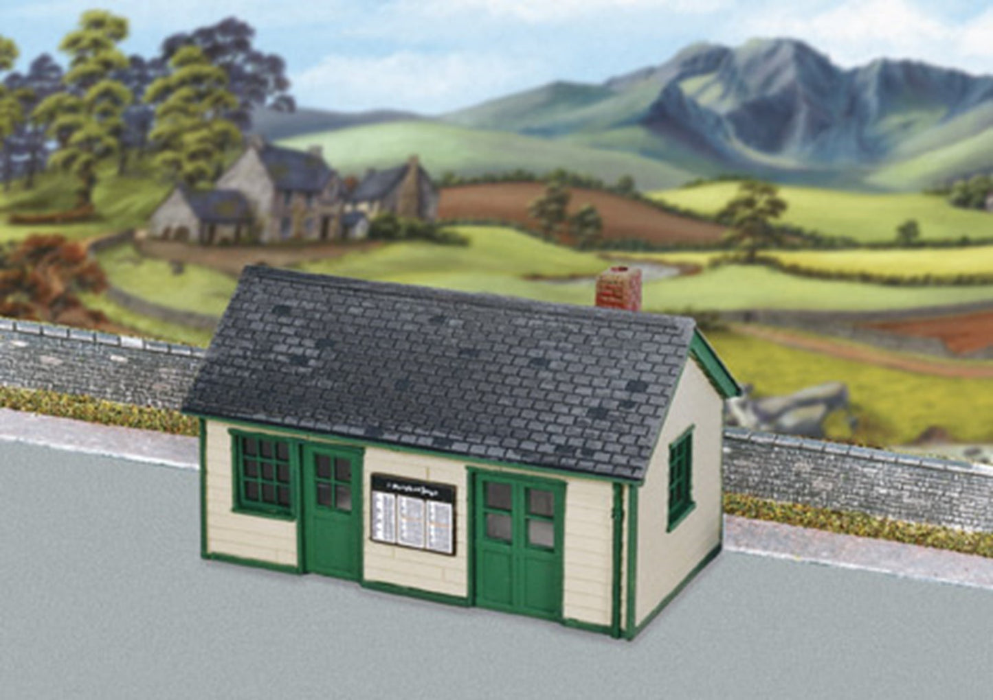 Wayside Station, timber, slate roof, brick chimney