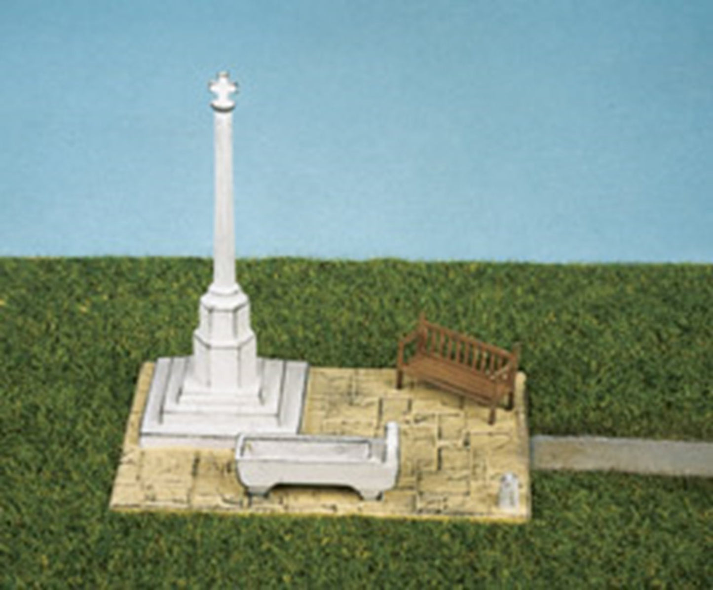 Village Scene, bench, horse trough & village cross kit