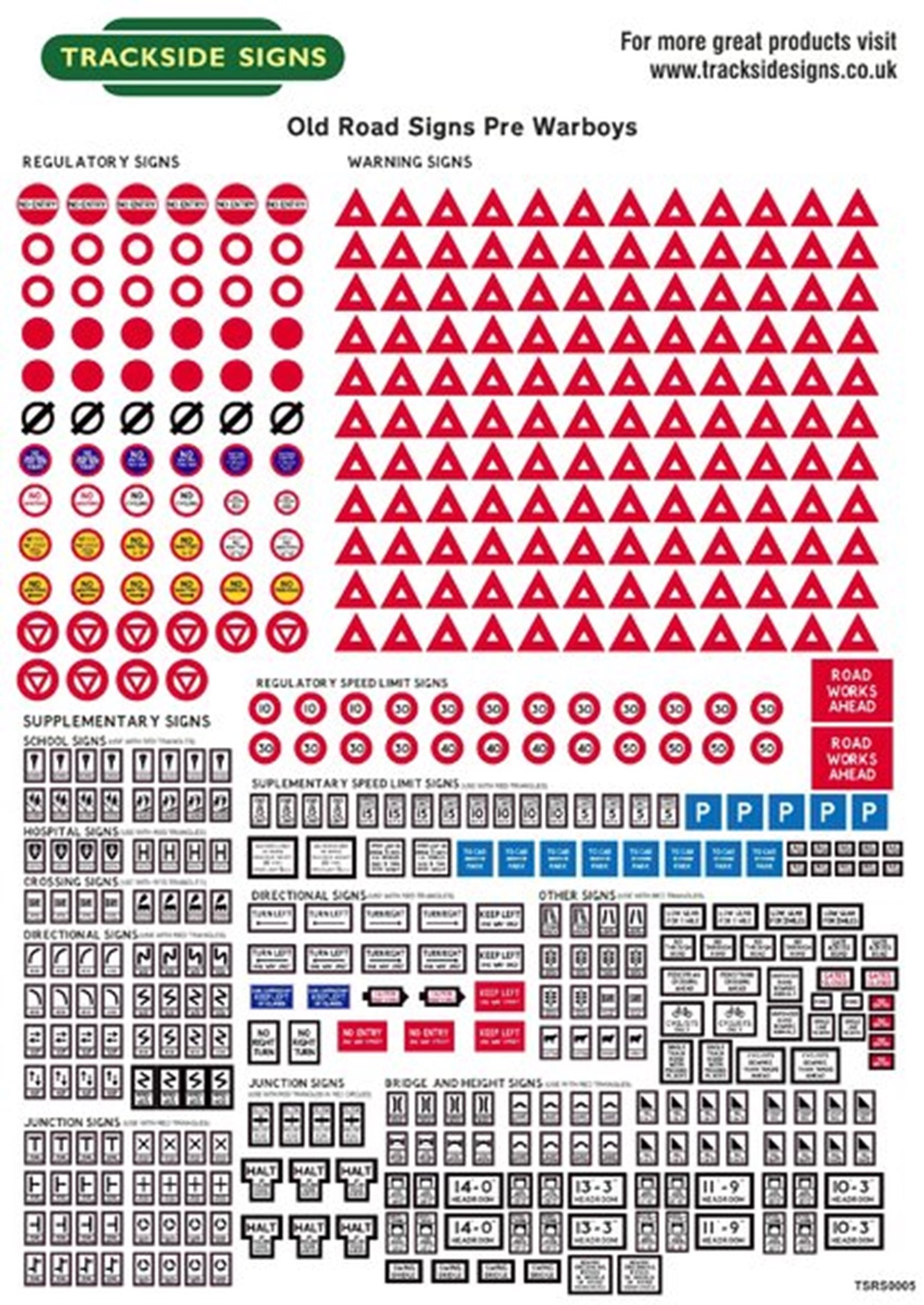 Trackside Signs TSRS0005 Die Cut Pre 1960s Road Signs – Rails