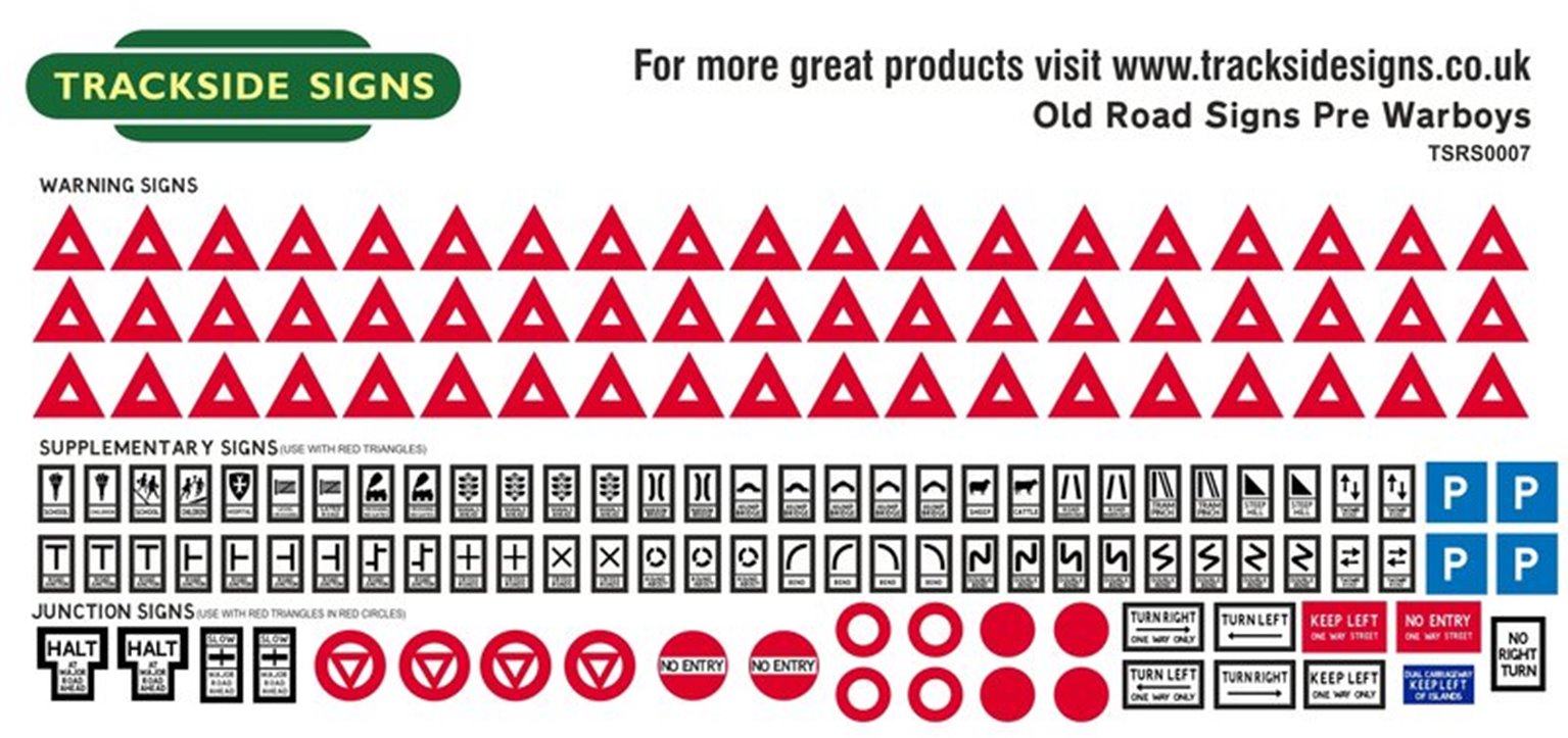 Trackside Signs TSRS0007 Die Cut Pre 1960s Road Signs - Small – Rails