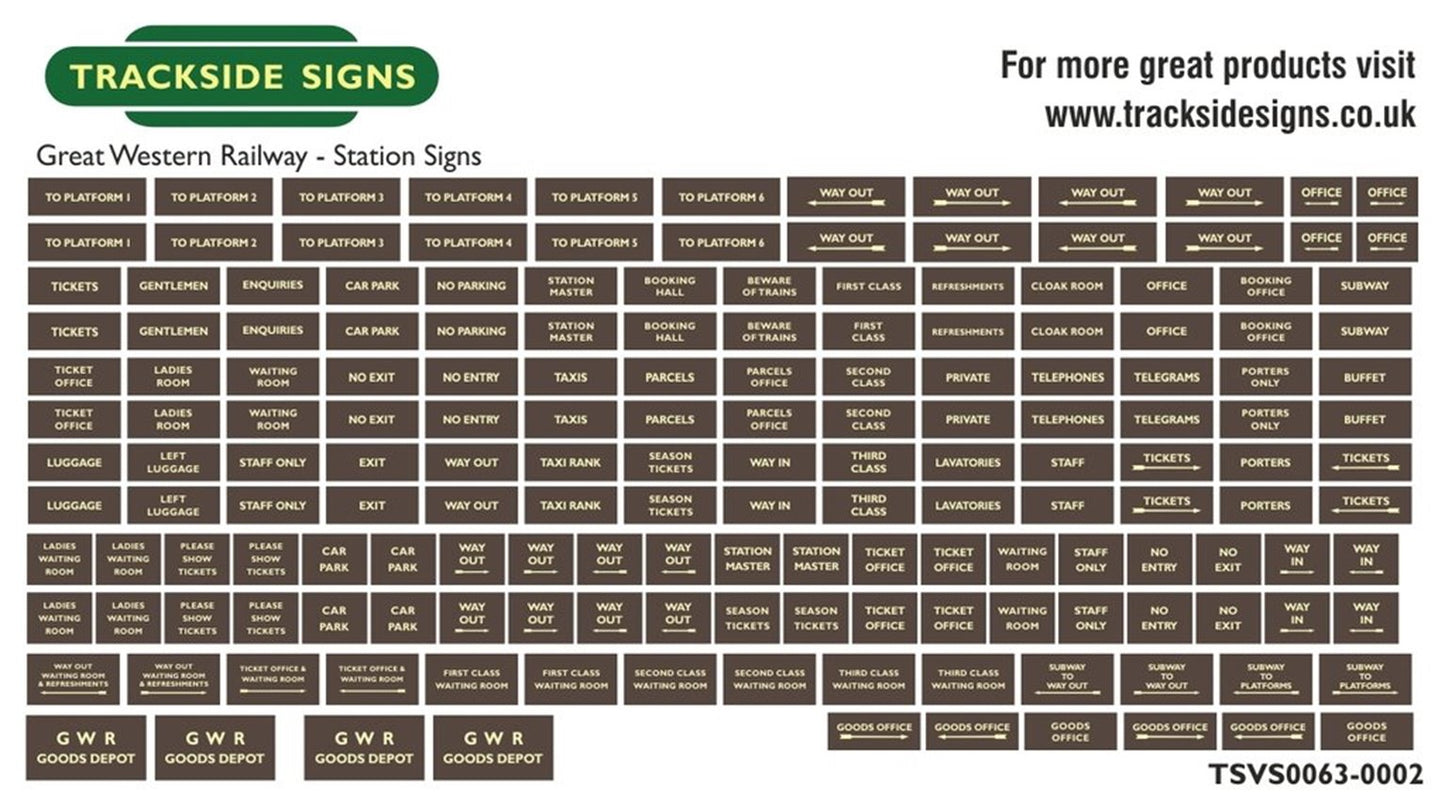 Die Cut GWR Station Signs - Brown & Cream