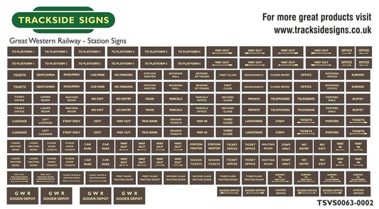 Die Cut GWR Station Signs - Brown & Cream