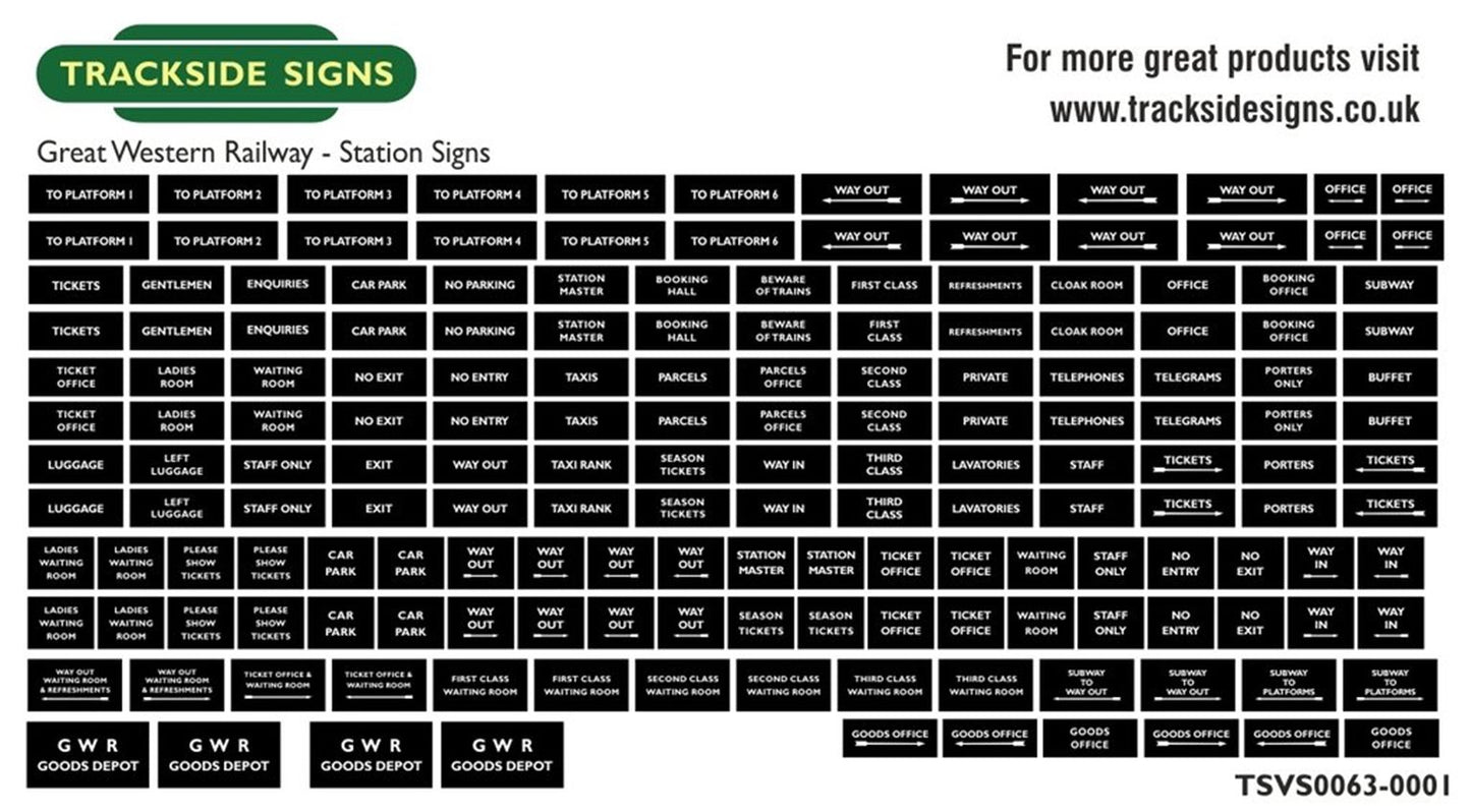 Die Cut GWR Station Signs - Black