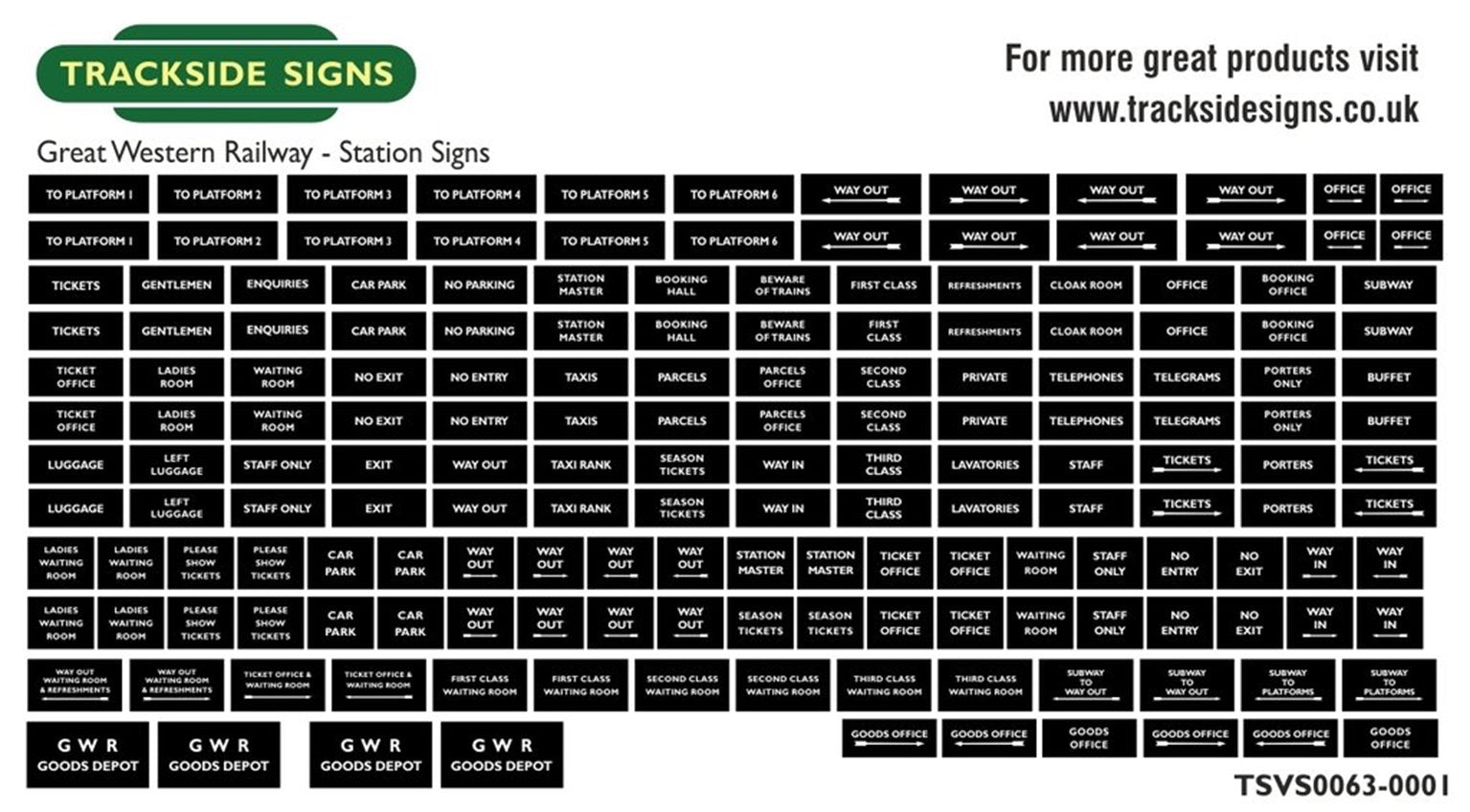 Die Cut GWR Station Signs - Black