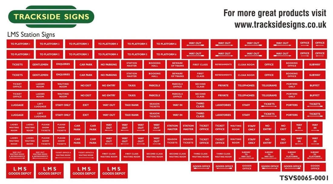 Trackside Signs TSVS0065-001 Die Cut LMS Station Signs - Red – Rails
