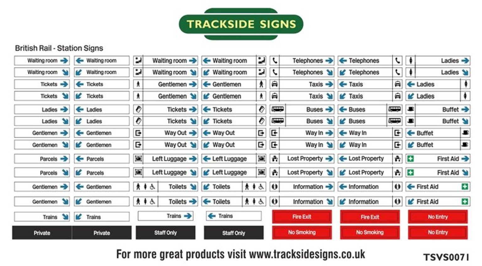 Trackside Signs TSVS0071 Die Cut British Rail Station Signs – Rails