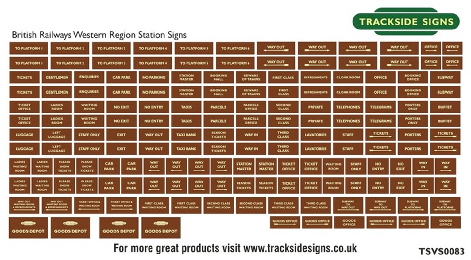 Trackside Signs TSVS0083 Die Cut Western Region Station Signs – Rails