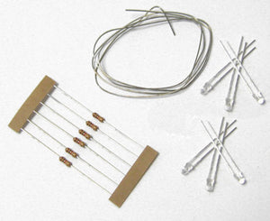 LED Pack Warm White (6) with Resistors & Tinned Wire