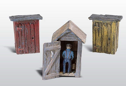 3 Outhouses & Man HO/OO